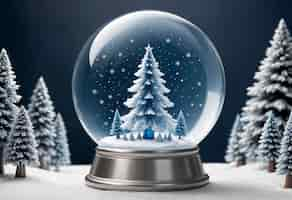 Free photo christmas snow globe with christmas tree  illustration