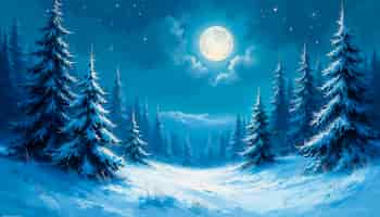 Free photo christmas snow landscape illustration