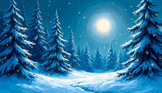 Free photo christmas snow landscape illustration