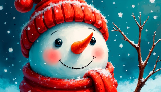 Free photo christmas snowman  illustration