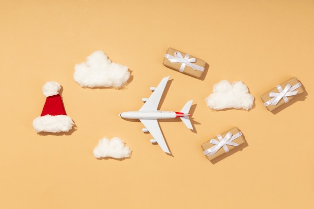 Free Photo christmas travel concept with airplane