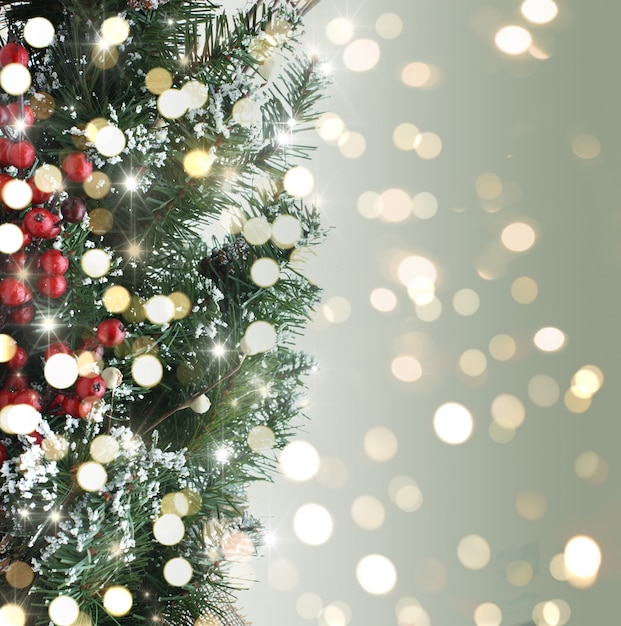 Christmas tree background with bokeh lights