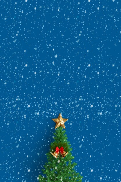 Christmas tree on a blue background with stars