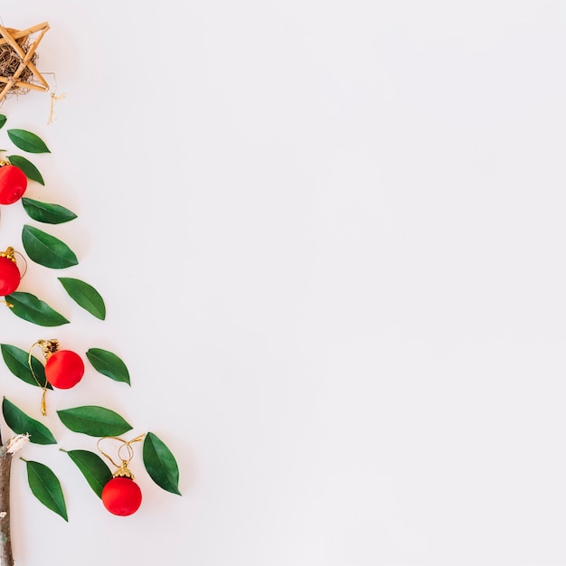 Christmas tree made from green leaflets