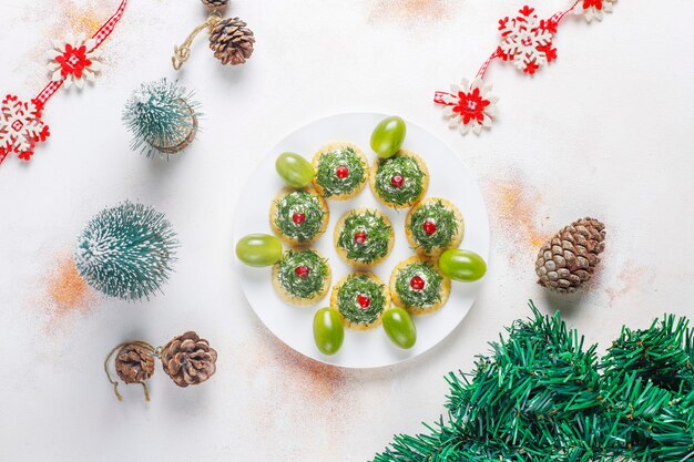 Christmas tree shaped snacks.