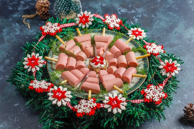 Christmas tree shaped snacks.