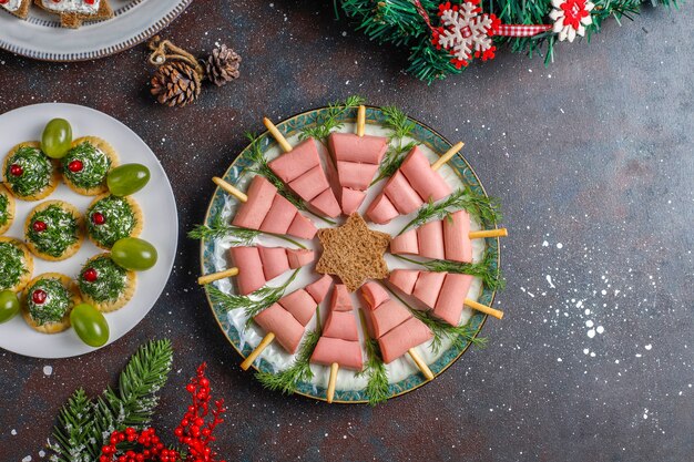 Christmas tree shaped snacks.