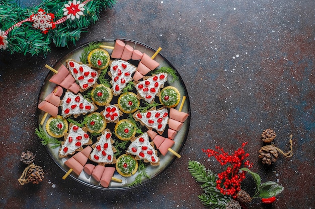 Christmas tree shaped snacks.