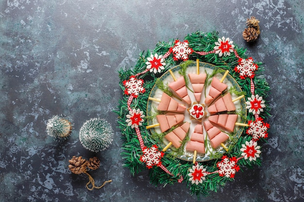 Christmas tree shaped snacks.