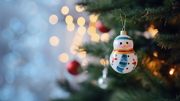 Free photo christmas tree snowman ornament