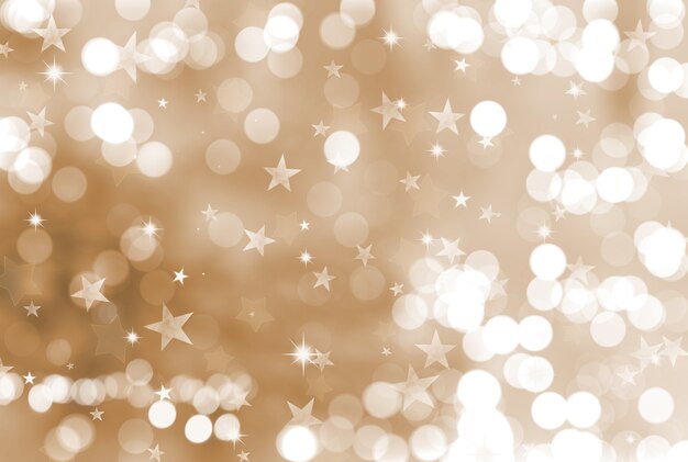 Christmas with stars and bokeh lights