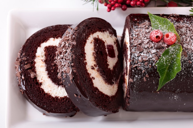 Christmas yule cake close up