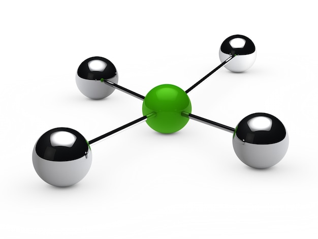 Free Photo chrome spheres attached to a green sphere