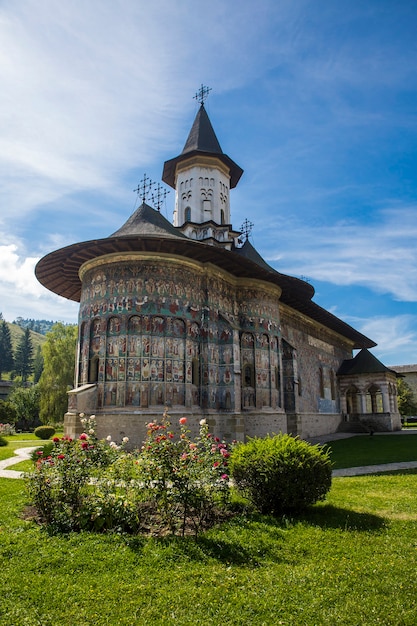 Free photo the church from sucevita monastery in the bucovina romania