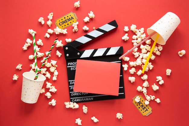 Free photo cinema elements and red empty card