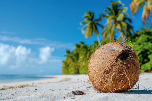 Cinematic coconut on the beach