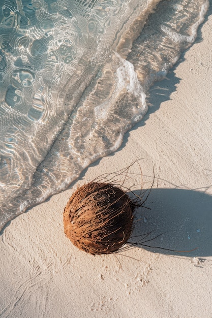 Free photo cinematic coconut on the beach