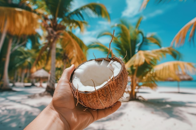 Free Photo cinematic coconut on the beach