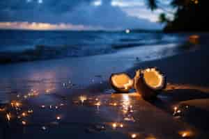 Free photo cinematic coconut on the beach