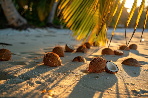 Cinematic coconut on the beach