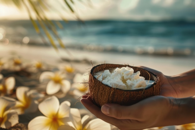 Free photo cinematic coconut on the beach