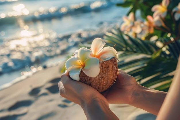 Free Photo cinematic coconut on the beach