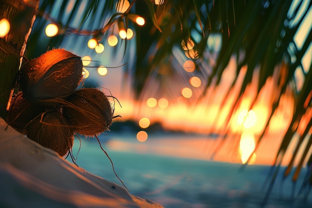 Free photo cinematic coconut on the beach