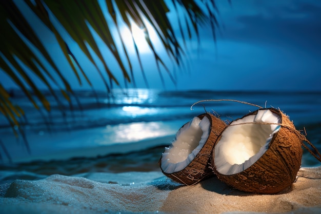 Free photo cinematic coconut on the beach