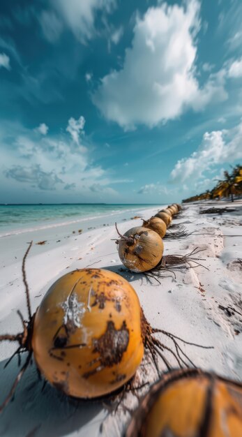 Cinematic coconut on the beach