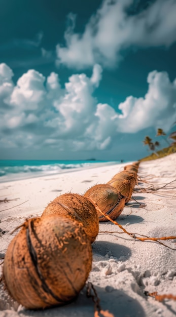 Free photo cinematic coconut on the beach