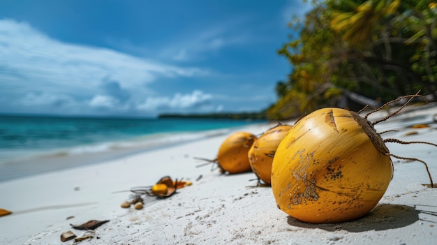 Free photo cinematic coconut on the beach