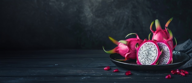 Free Photo cinematic dark style dragon fruit or pitahaya still life