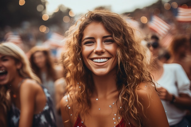 Cinematic of happy people celebrating the american independence day holiday