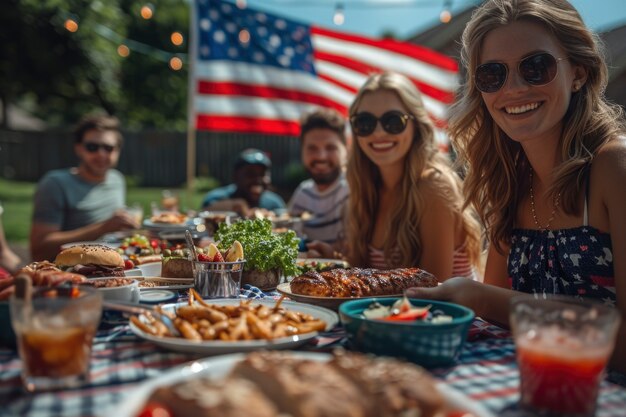 Cinematic of happy people celebrating the american independence day holiday