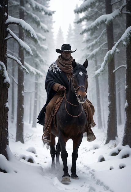 Cinematic portrait of american cowboy in the west with hat