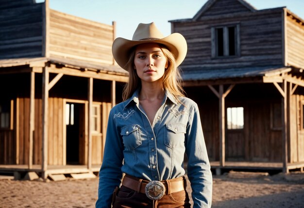 Cinematic portrait of american cowboy in the west with hat