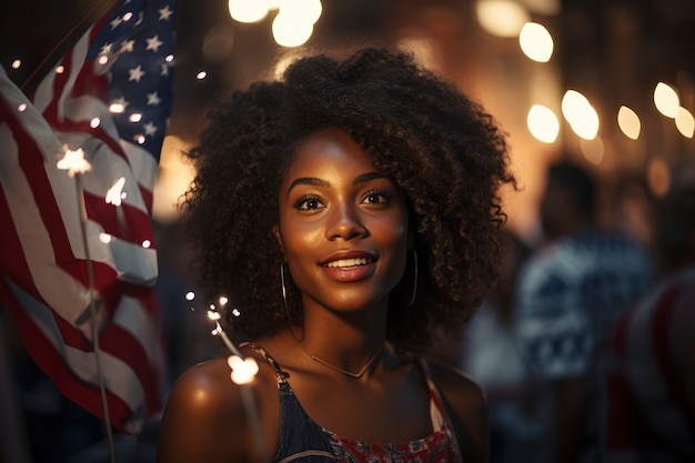 Free Photo cinematic portrait of people celebrating usa independence day national holiday