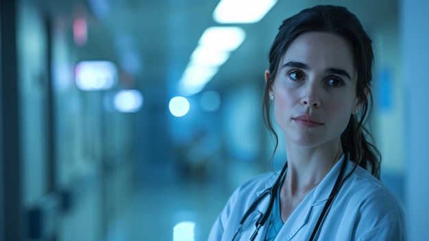 Cinematic portrait of woman working in the healthcare system having a care job