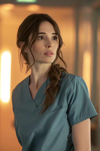 Cinematic portrait of woman working in the healthcare system having a care job