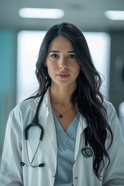 Cinematic portrait of woman working in the healthcare system having a care job