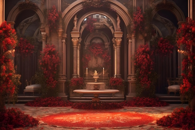 cinematic red interior beautiful palace