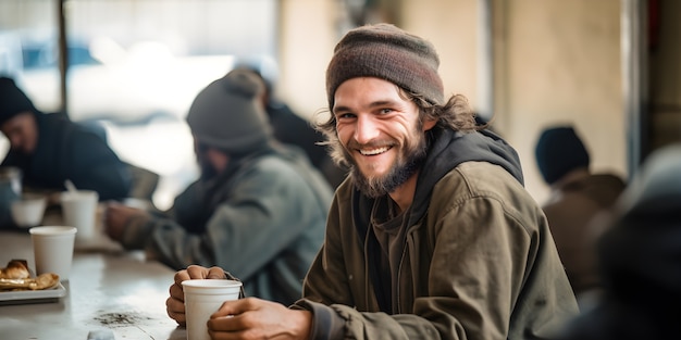 Cinematic scene depicting support and kindness amongst communities of people