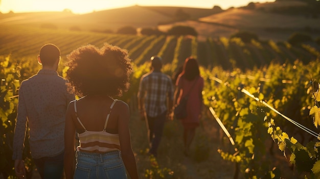 Free photo cinematic style couple in vineyard