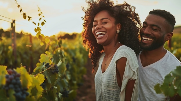 Free photo cinematic style couple in vineyard