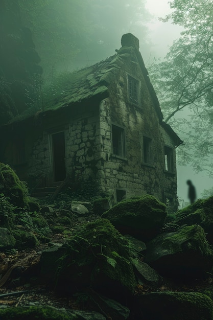 Free Photo cinematic style view of haunted house with spooky aesthetic