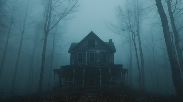 Free Photo cinematic style view of haunted house with spooky aesthetic