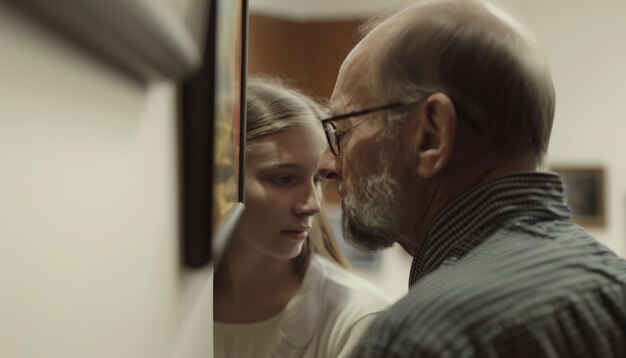 Cinematic style view of parent and child spending time together