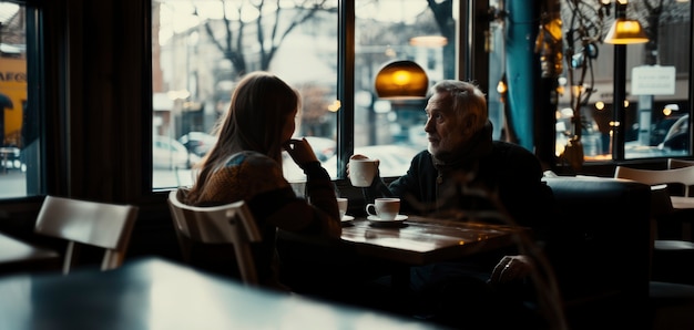 Cinematic style view of parent and child spending time together