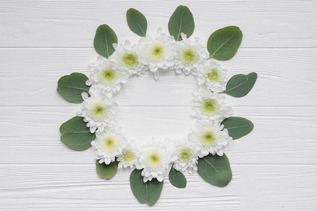 Circle from flowers and leaves