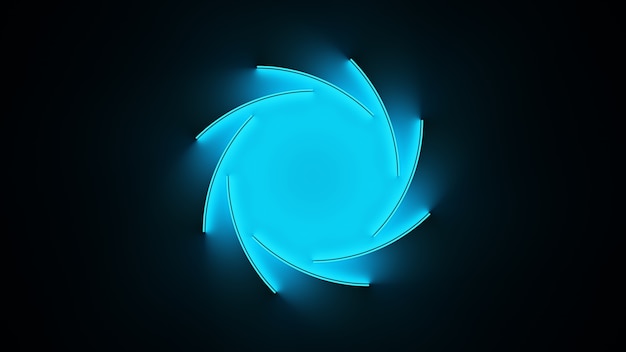 Circle with inner blue light split to parts and glow with abstract motion